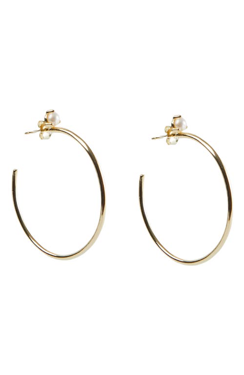 Argento Vivo Sterling Silver Semiprecious Stone Hoop Earrings In Gold/pearl