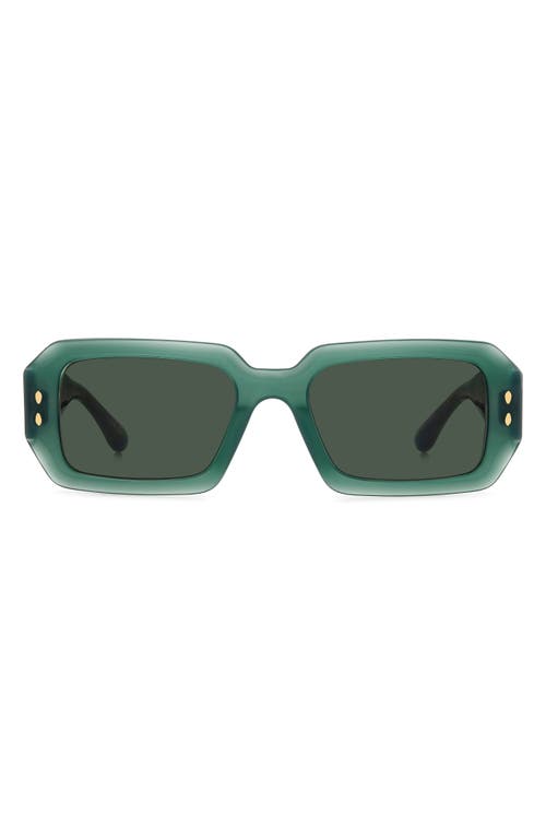 53mm Rectangular Sunglasses in Green/Green