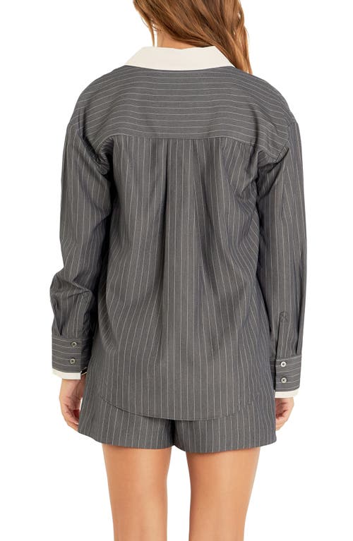 Grey Lab Oversize Pinstripe Button-up Shirt In Grey