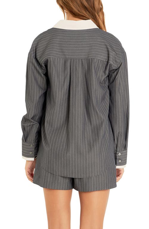 Shop Grey Lab Oversize Pinstripe Button-up Shirt