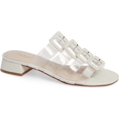 Cecelia New York Lincoln Strappy Clear Slide Sandal, White