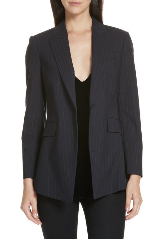 Theory Etiennette Pinstripe Blazer in Deep Navy /Grey at Nordstrom, Size 8