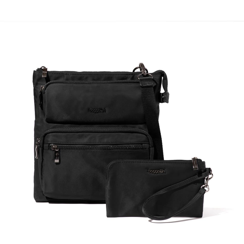 Baggallini Nolita Crossbody Bag With Rfid Wristlet In Black Twill