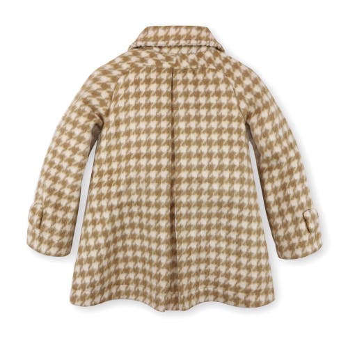 Shop Hope & Henry Girls' Bow Cuff Swing Coat, Kids In Tan Houndstooth