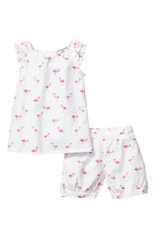 Petite Plume Kids' Amelie Flamingo Print Two-Piece Short Pajamas Flamingos at Nordstrom,
