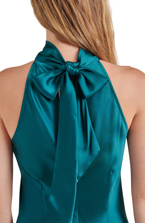 Shop Steve Madden Lara Satin Bias Cut Maxi Dress In Deep Teal