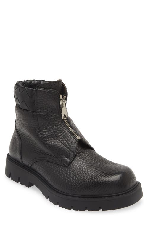 Shop Bottega Veneta Haddock Lug Sole Boot In 1001 Black/black