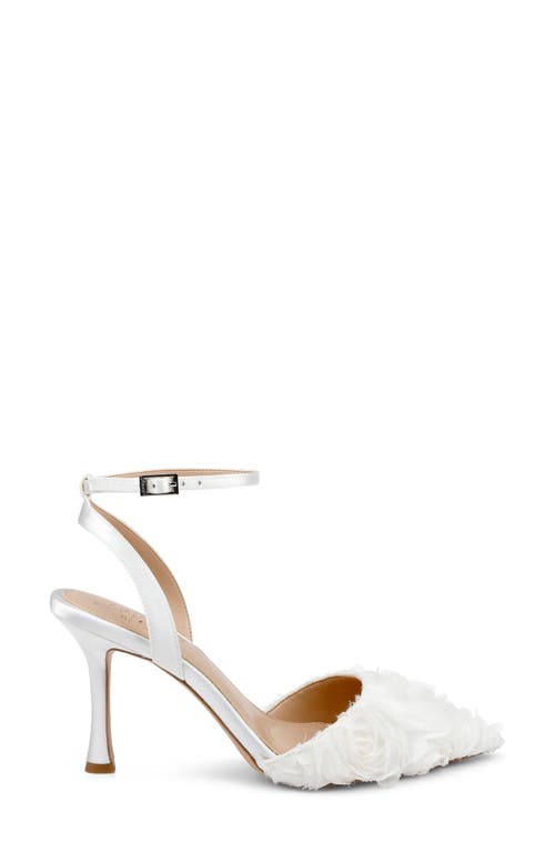 Jewel Badgley Mischka Shannon Pointed Toe Ankle Strap Pump In Ivory/ivory
