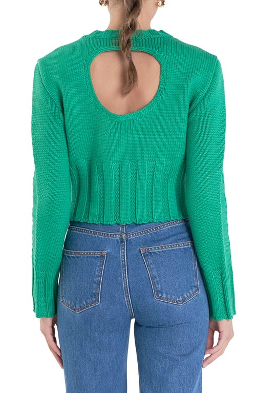 English Factory Open Back Cropped Sweater In Green In Green