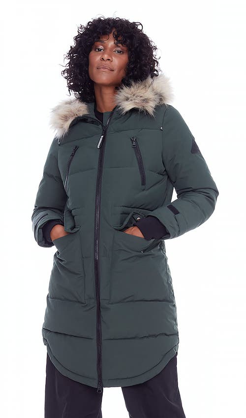 Alpine North Ukon Women's Vegan Down (recycled) Drawstring Parka In Deep Green