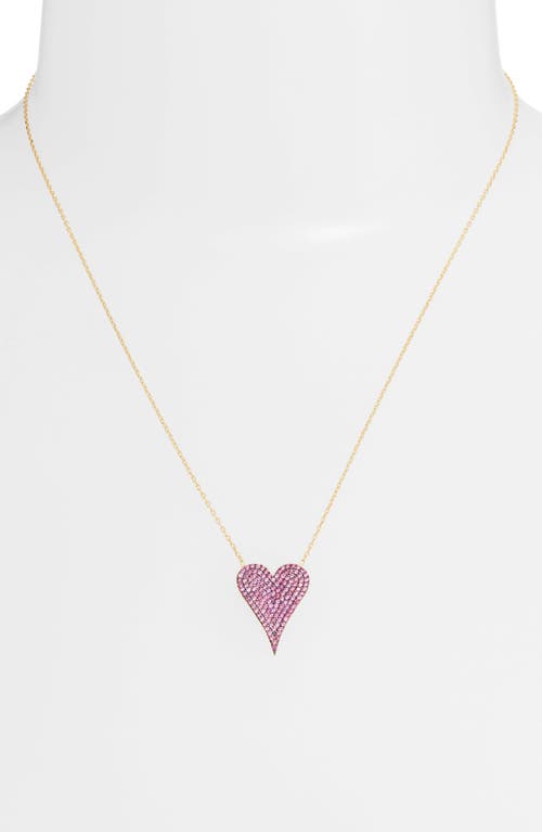 Shop Shymi Small Pavé Heart Pendant Necklace In Gold/hot Pink