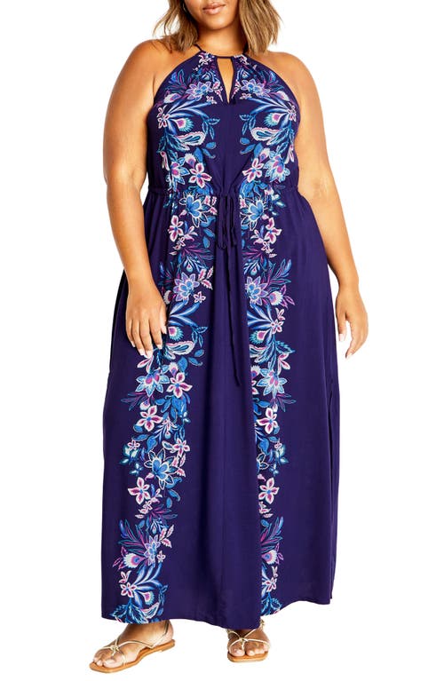 Shop City Chic Island Floral Maxi Dress In Blue Tropics