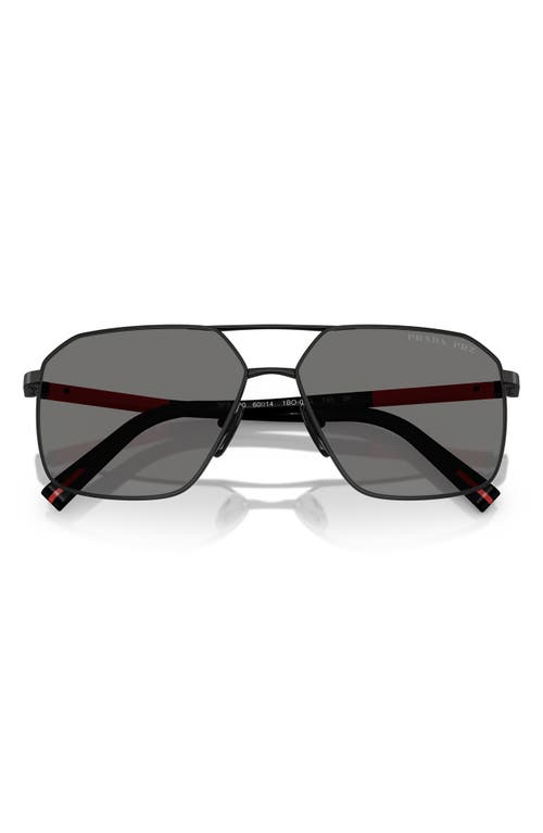 Shop Prada 60mm Polarized Pilot Sunglasses In Matte Black