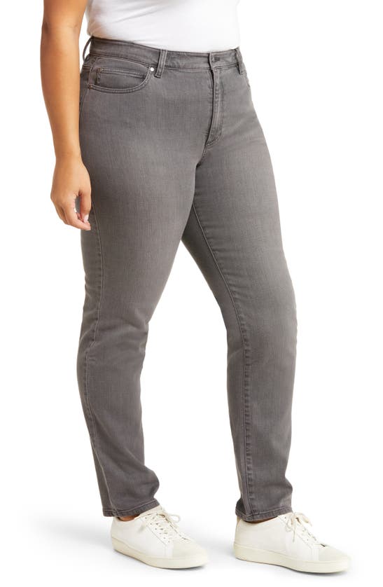 Eileen Fisher High Waist Organic Cotton Denim Jeans In Carbon