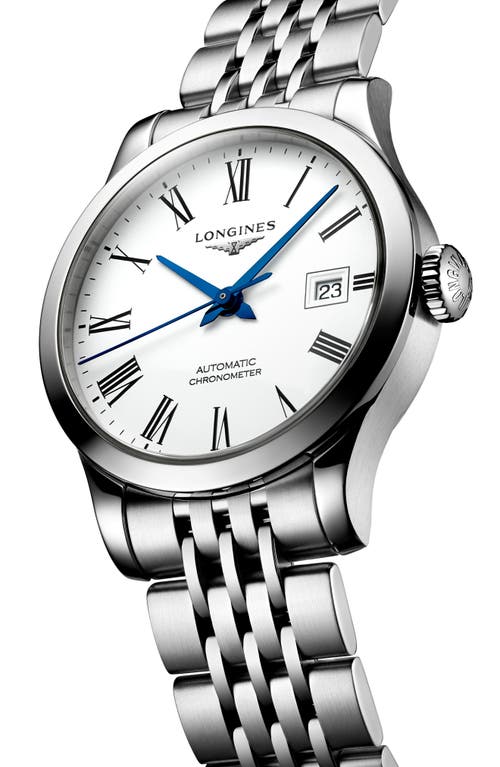 Shop Longines Record Automatic Bracelet Watch, 40mm In Silver/white/silver