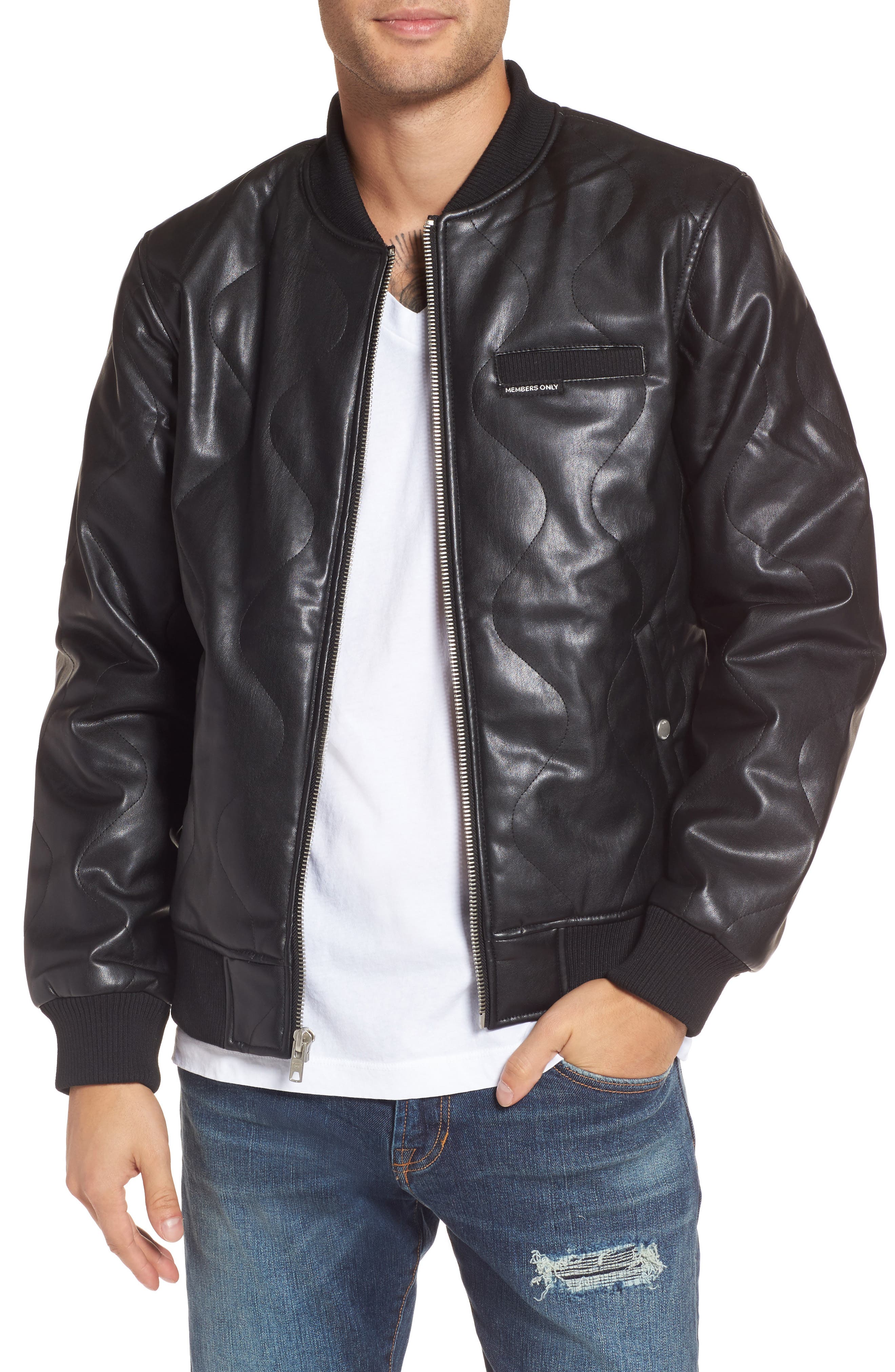 Members Only Quilted Faux Leather Bomber Jacket Nordstrom