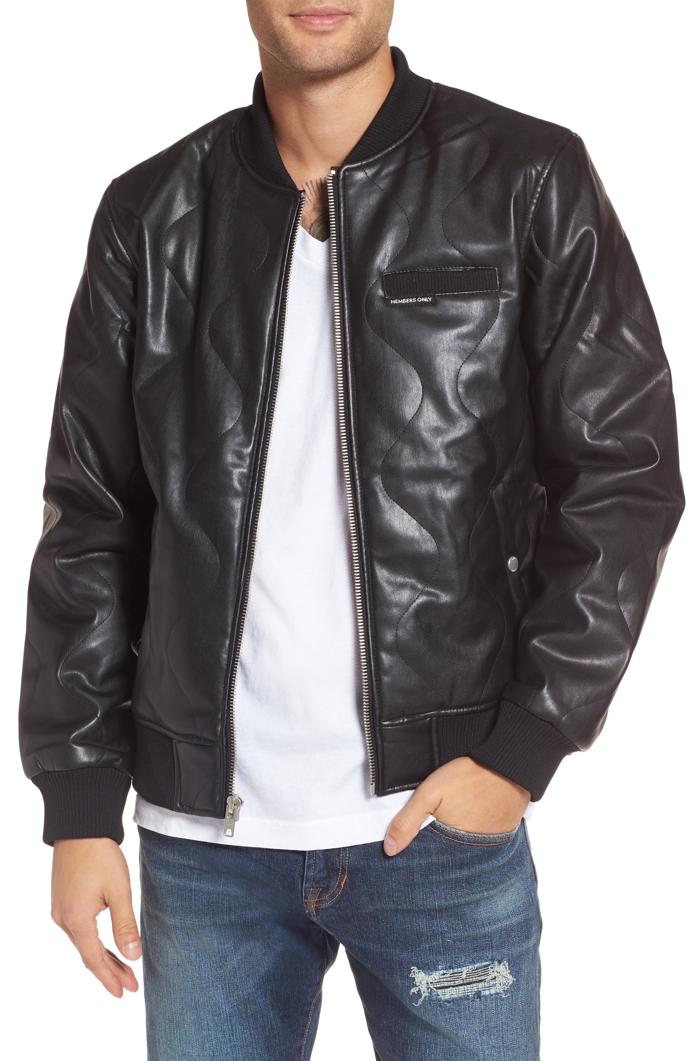 Members Only Quilted Faux Leather Bomber Jacket | Nordstrom