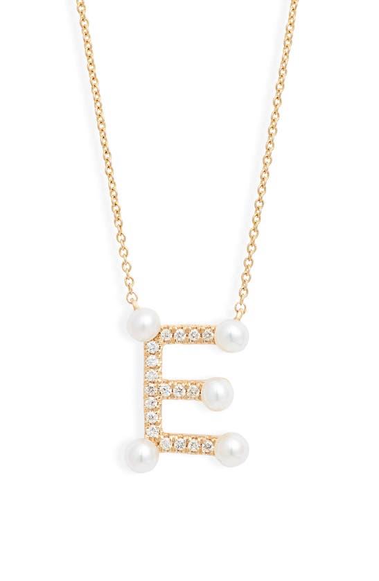 Dana Rebecca Designs Pearl Ivy Initial Necklace In Yellow Gold
