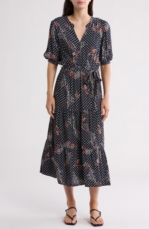 Paisley Tie Waist Dress