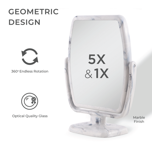 Zadro Geo Makeup Mirror With Magnification In Egret