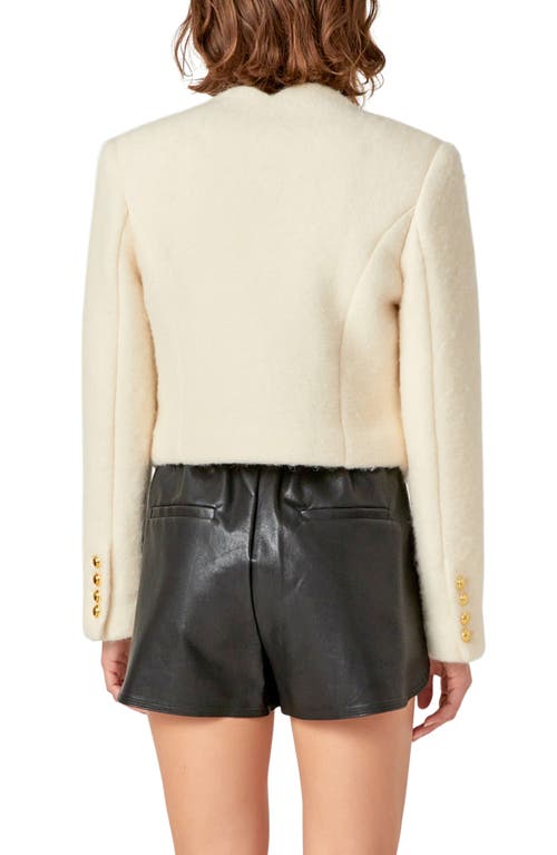English Factory Scalloped Wool Blend Crop Jacket In Off White
