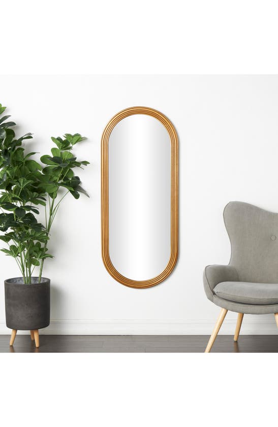 Vivian Lune Home Oval Wooden Wall Mirror In Brown