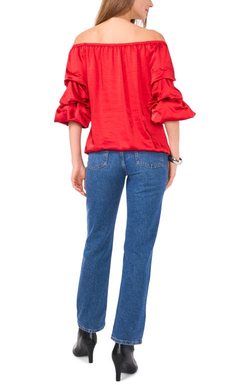 Shop Vince Camuto Off The Shoulder Bubble Sleeve Top In Ultra Red