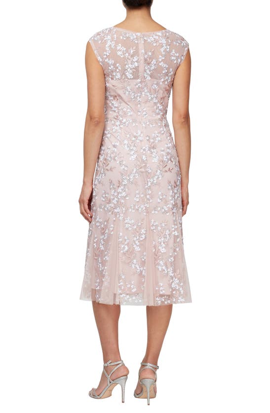 Shop Alex Evenings Sequin Floral Cocktail Fit & Flare Dress In Shell Pink