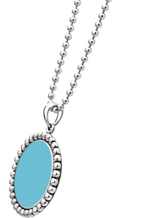 Shop Lagos Maya Blue Ceramic Pendant Necklace In Silver/blue