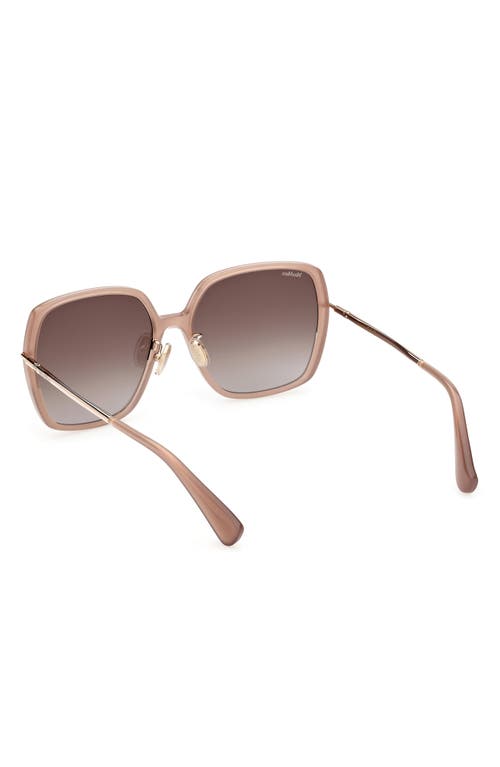 Shop Max Mara 59mm Round Sunglasses In Shiny Beige/gradient Brown