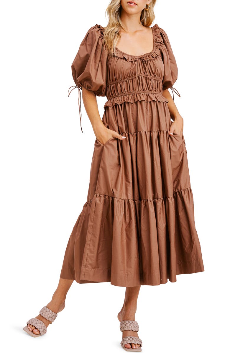 En Saison Tiered Poplin Midi Dress, Alternate, color, 