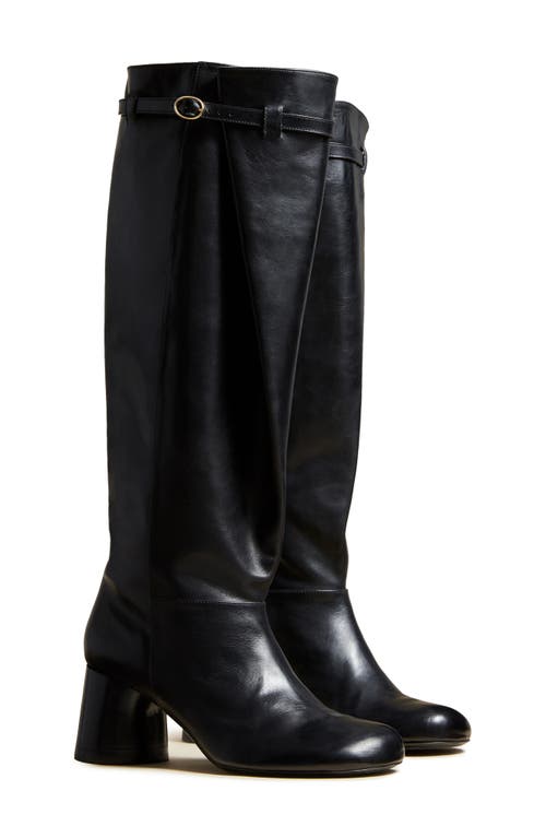 Khaite Admiral Belted Knee High Boot in Black