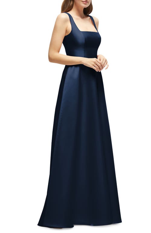 Dessy Collection Sleeveless Satin Gown In Midnight
