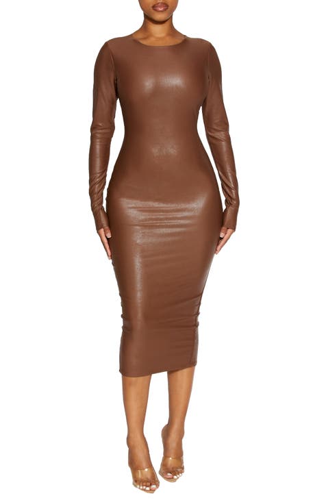 Womens Faux Leather Dress