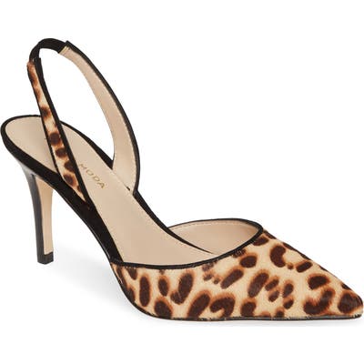 Pelle Moda Ima Pointed Toe Genuine Calf Hair Slingback Pump- Brown