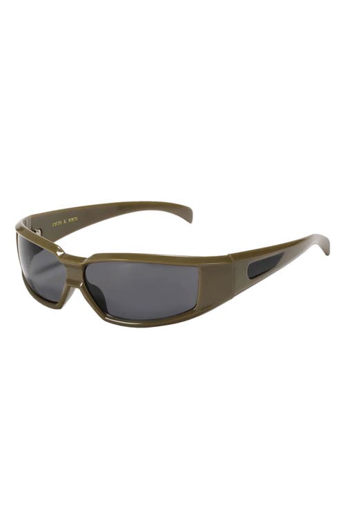 Shop Fifth & Ninth Ford 59mm Polarized Wraparound Sunglasses In Green/black