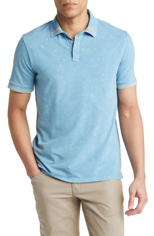 Tipped Acid Wash Performance Jersey Polo in Light Blue