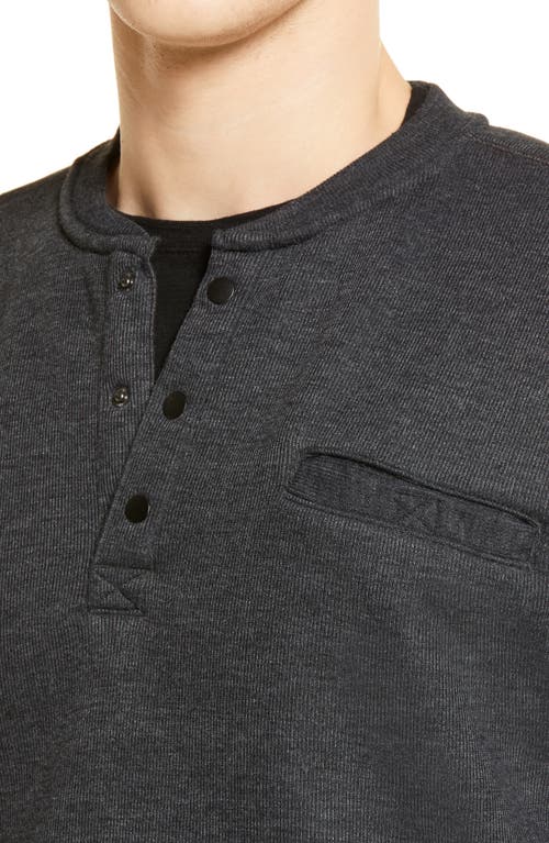 Shop Vintage 1946 Long Sleeve Fleece Henley In Charcoal/charcoal