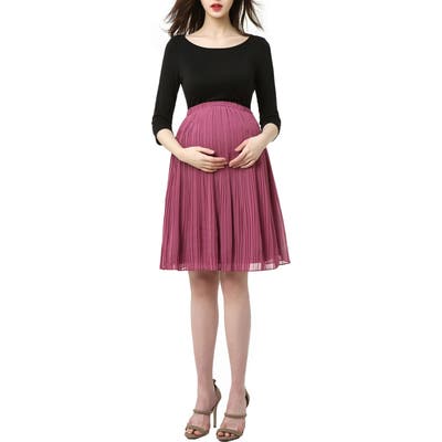Kimi And Kai Marie Colorblock Pleat Skirt Maternity Dress, Black