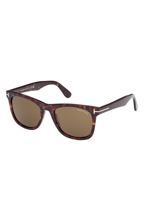 Shop Tom Ford Kevyn 52mm Square Sunglasses In Shiny Dark Havana/roviex