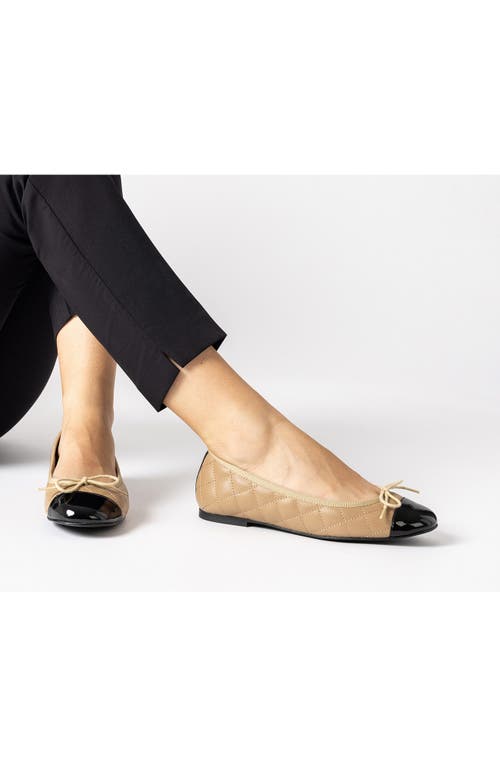 Jon Josef Belle Quilted Ballerina Flat In Black/tan Combo