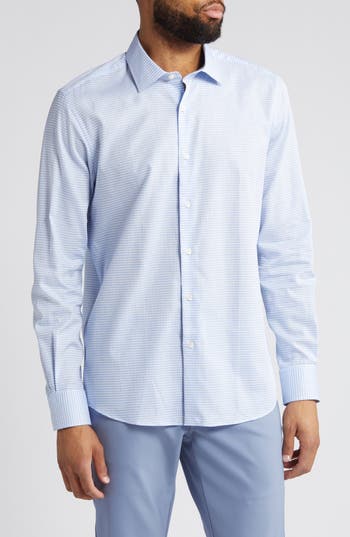 SCOTT BARBER SCOTT BARBER DOBBY MICRO PATTERN BUTTON-UP SHIRT 