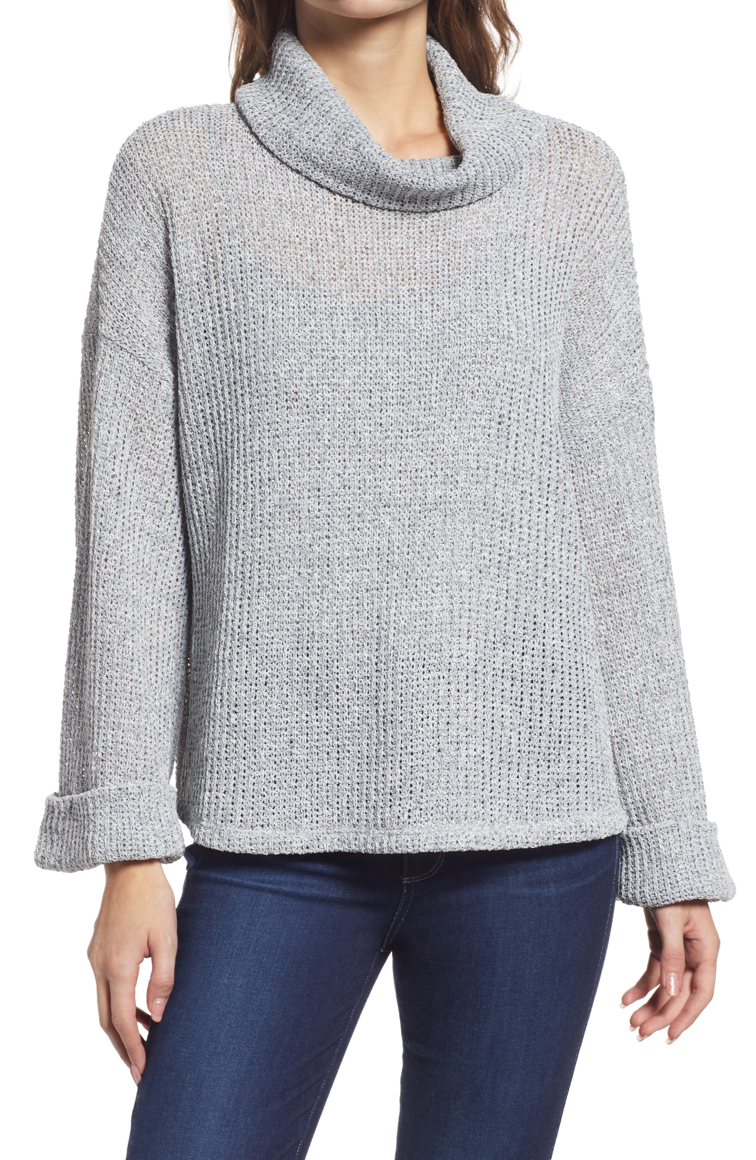 grey cowl neck sweater