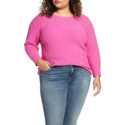 Plus Size Caslon Boucle Bateau Neck Sweater, Pink