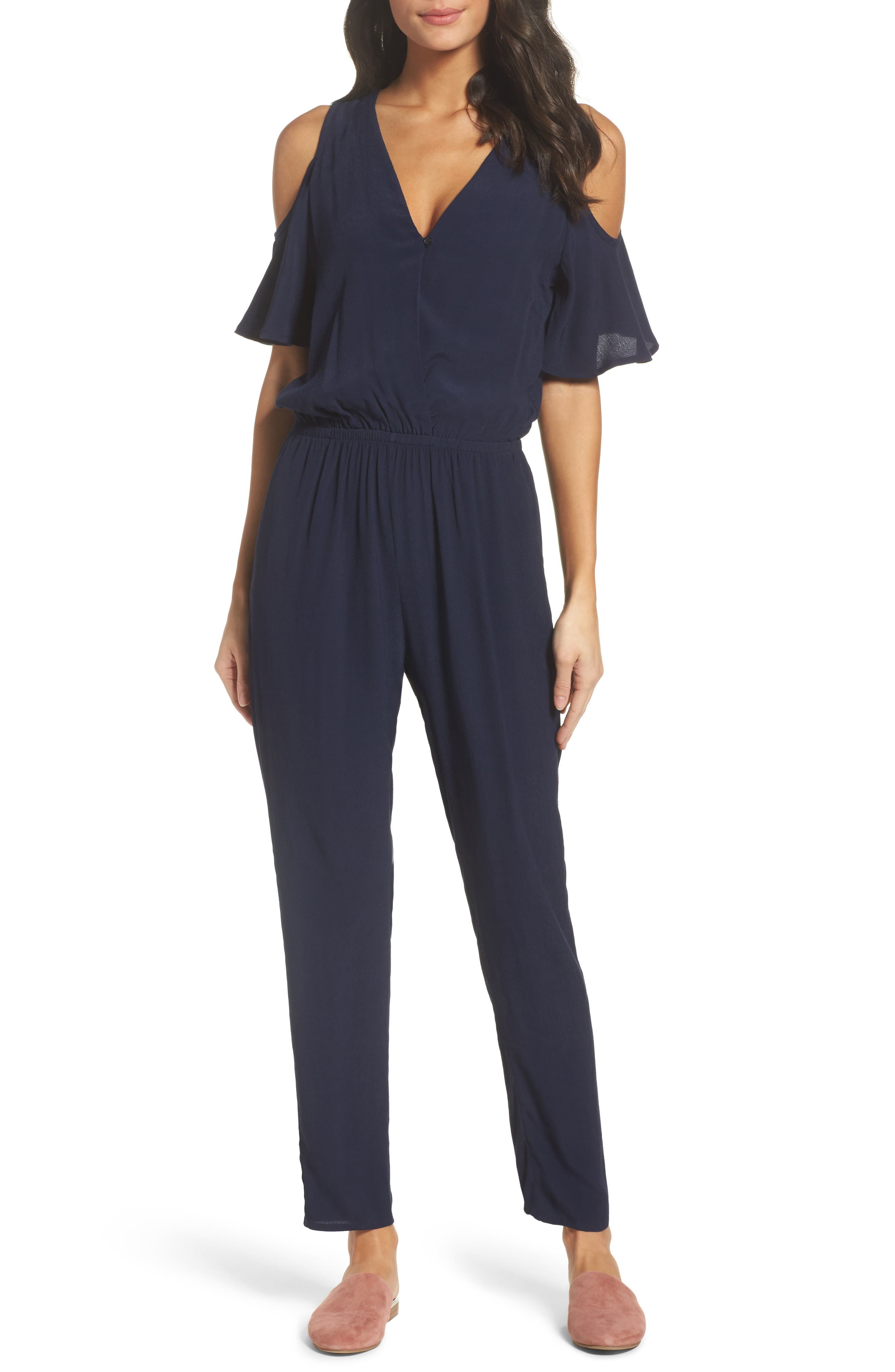 charles henry off the shoulder jumpsuit