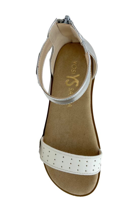 Shop Yosi Samra Kids' Miss Cambelle Ankle Strap Sandal In White Perforated