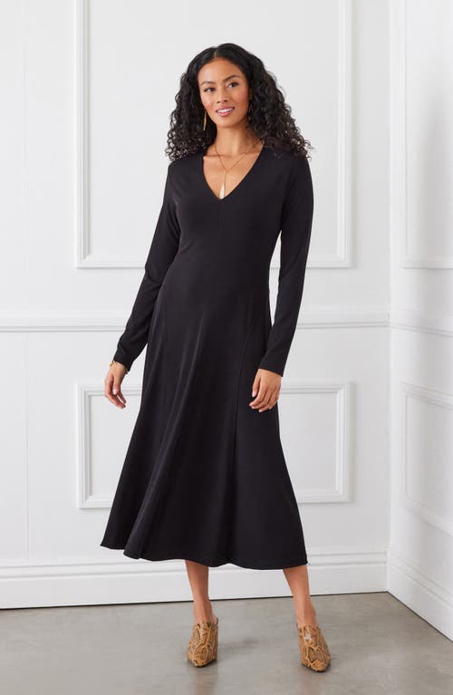 Shop Karen Kane Kate Long Sleeve Jersey Midi Dress In Black