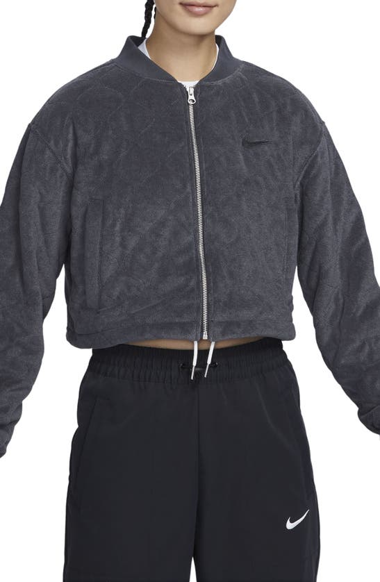 Nike Onion Quilt Terry Zip-up Jacket In Anthracite/ Black