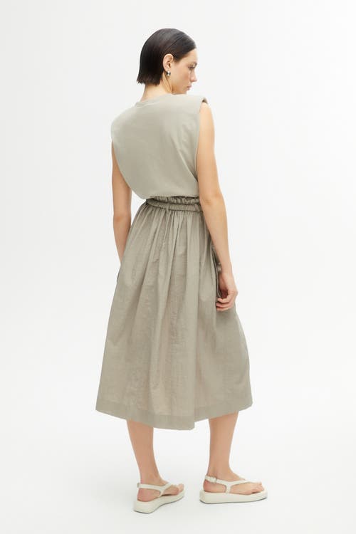 Shop Nocturne Shoulder Pad Trim Dress In Dark Beige