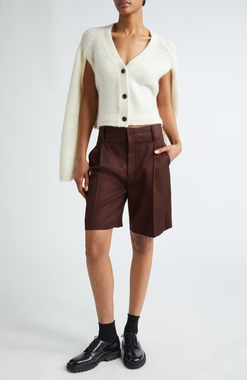 Maria Mcmanus Pleat Front Tailored Shorts In Bitter Chocolate
